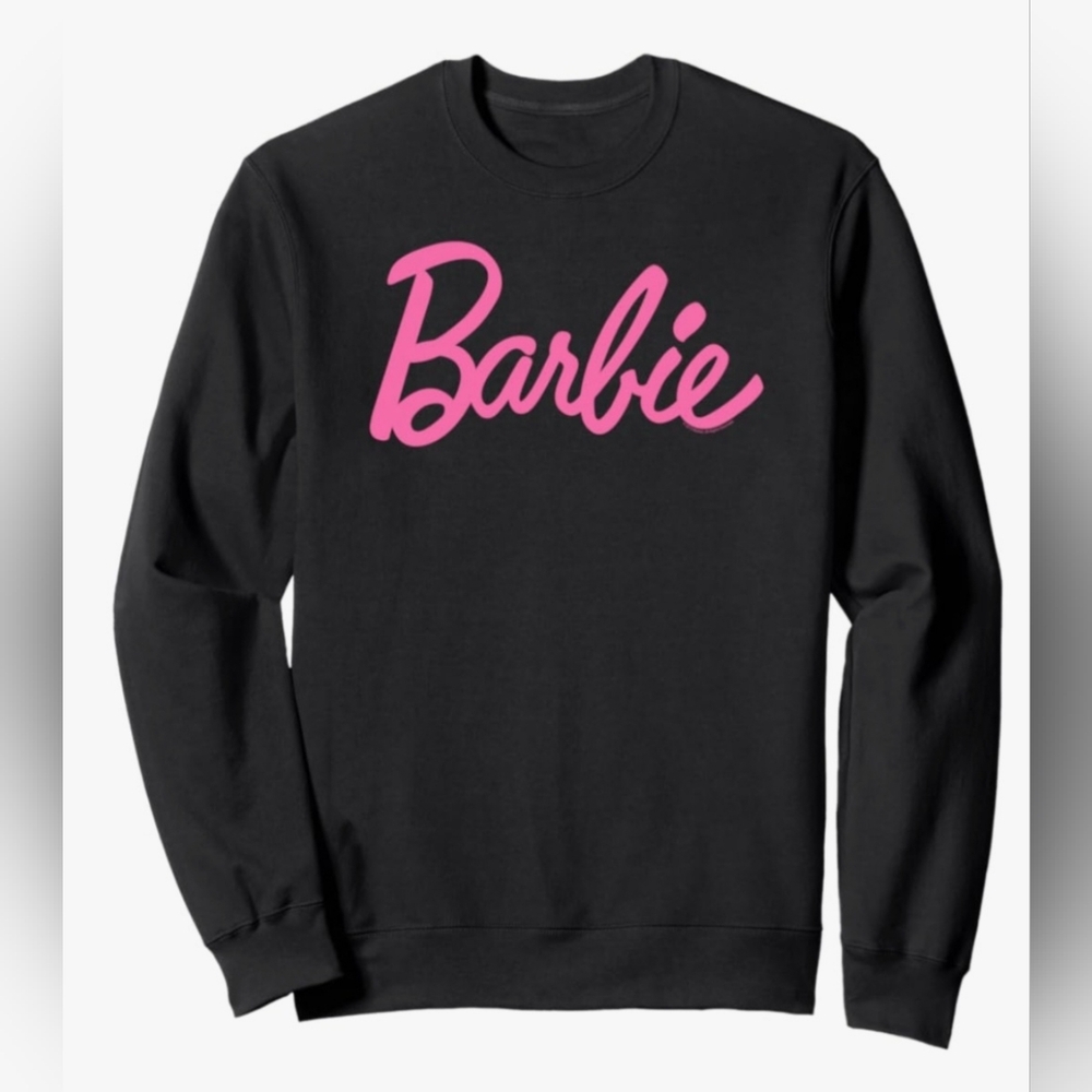 Barbie Black Sweatshirt with Pink Logo.  NWT SIZE M